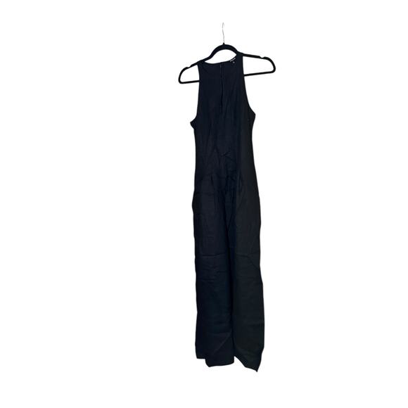 madewell seamed wide-leg jumpsuit in 100% linen true black np111 women size 0 - Picture 3 of 6